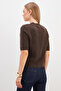 Floral Embroidered Crew Neck Short Sleeve Knit Sweater - 8