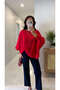 Ridra Red Rubber Sleeve Oversized Cape Knitwear