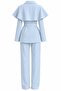 Blue Cape Belted Buttoned Jacket and Trousers Set - 2Y8325 - 2