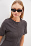 Thessaloniki Knitted Peplum Blouse with Zipper on the Back - 2