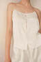 Women`S Silk Waved Edge Shorts Pajama Set - Cream, XL - 3