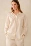 Organic Cotton Striped Women's Pajama Shirt - Cream, XL