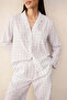 Organic Cotton Jacquard Classic Women's Pajama Set - White, XL - 4