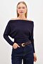 Bat Sleeve Boat Neck Gathered Modal Blouse