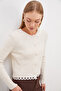 Knitwear Cardigan with Lace Collar and Hem - 5