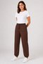 Relaxed Fit Double Pocket Jogger Draped Elastic Leg Brown Women's Sweatpants - 4