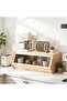 Bamboo Countertop Storage Cabinet, with Transparent Flip‑Up Door, Multi‑Purpose Stackable Kitchen Or