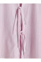 Pink Crew Neck Striped Tie-Back Blouse - 7