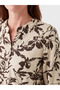 Brown Ruffled Collar Floral Blouse - 3