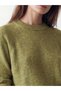 Green Crew Neck Oversize Women's Knitwear Tunic - 3