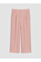 Pink Elastic Waist Girls' Gabardine Trousers - 2