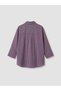 Plum Lace-Up Modal Blend Oversize Women's Shirt - 7