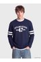 Navy Blue Crew Neck Printed Men's Sweatshirt