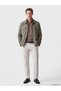 Khaki Regular Fit Shirt Collar Suede Men's Jacket - 2