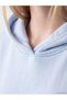 Blue Printed Women's Thick Hoodie with Kangaroo Pocket - 3