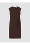 Brown Crew Neck Side Tie Dress - 5