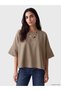 Brown Crew Neck Oversized Blouse