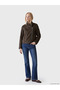 Brown Plush Biker Collar Women's Leather Look Jacket - 2