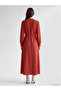 Red Crew Neck Dress with Ornamental Button Detail - 4