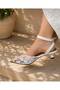 Ri̇na White Lace 3 cm Heel Shoes with Pointed Toe and Straps - 4