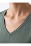 Green V-Neck Women's T-Shirt - 3