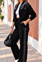 The Inescapable Winter! Women's Hooded Zippered Two-Thread Pants Set with Sequin Detail - 5