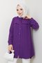 Women's Collar Detailed Ruffled Robe Shirt Plum