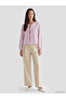Pink Crew Neck Striped Tie-Back Blouse - 2