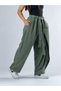 Green Women's Trousers with Adjustable Cuffs and Belt Coc3364 - 2