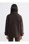 Brown Jacket Collar Women's Cashmere Coat - 5