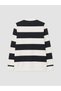 Navy Blue Polo Collar Color Blocked Men's Sweatshirt - 6