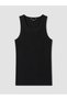 Black U-Neck Ribbed Combed Cotton Men's Undershirt - 5