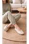Women's Beige Sherpa Furry Bowknot Casual Ballerinas 1 cm Byndsharp01 - 4