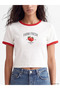 White Crew Neck Strawberry Printed Women's T-Shirt - 3