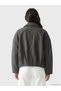 Anthracite Shirt Collar Oversize Women's Cashmere Jacket - 4