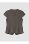 Anthracite Crew Neck Decorated Buttoned Blouse - 7