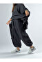 Black Women's Trousers with Adjustable Cuffs and Belt Coc3361
