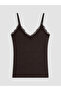 Brown Rope Strap Lace Detailed Women's Tank Top - 5