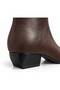 Women's Brown Leather Casual Short Heeled Boots - 4