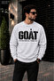 Men's Goat God over All Things Typographic Print Crew Neck Casual Regular Fit Sweatshirt