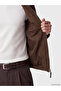 Brown Regular Fit Men's Suede Bomber Jacket - 5
