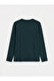 Green Crew Neck Long Sleeve Pajama Top - 2