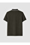 Khaki Polo Collar Textured Men's T-Shirt - 4