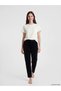Black Elastic Waist Women's Velvet Pajama Bottoms