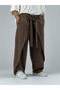 Adjustable Waist Belted Brown Men's Trousers Coc3372