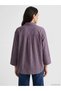 Plum Lace-Up Modal Blend Oversize Women's Shirt - 4