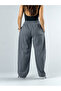 Gray Women's Trousers with Adjustable Cuffs and Belt Coc3362 - 4