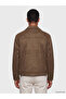 Brown Loose Fit Suede Look Men's Jacket - 5