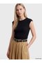 Black Crew Neck Color Block Belted Dress - 2