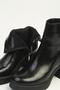Black Shiny Zippered Heeled Boots with Fur Inside Pc-55258 - 2